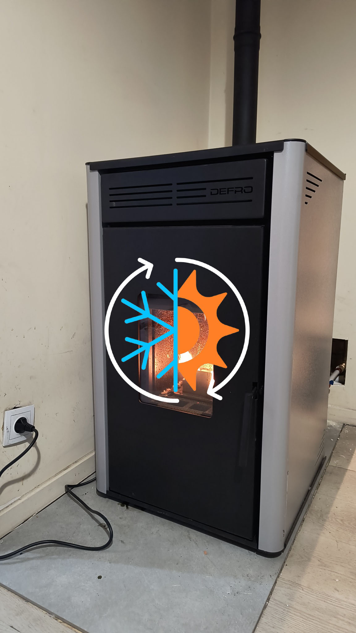 Piec na pellet Defro Hydropell 8kw w mieszkaniu 80m2